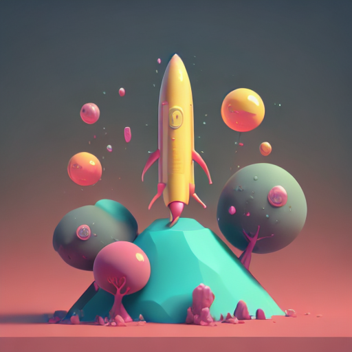 [rocket], 2d front view, in minimalistic composition with related elements in different sizes around the main element interacting with each other in different layers, minimal UX UI composition centered at the middle of the image, very satisfying smooth textures and shapes, pastel palette with primary color accents, gradient background, gentle diffuse light, ultra high resolution, simple, 8k UHD --v 4
