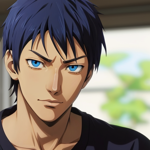 I want an Aomine character avatar with dark hair and blue eyes